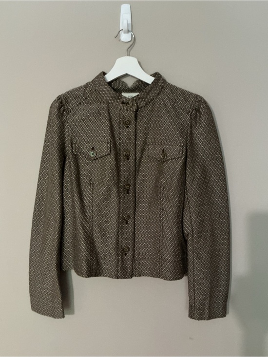 LOFT Jackets & Blazers - LOFT Lightweight Tweed Cropped Button-Up Blazer in Brown and Cream